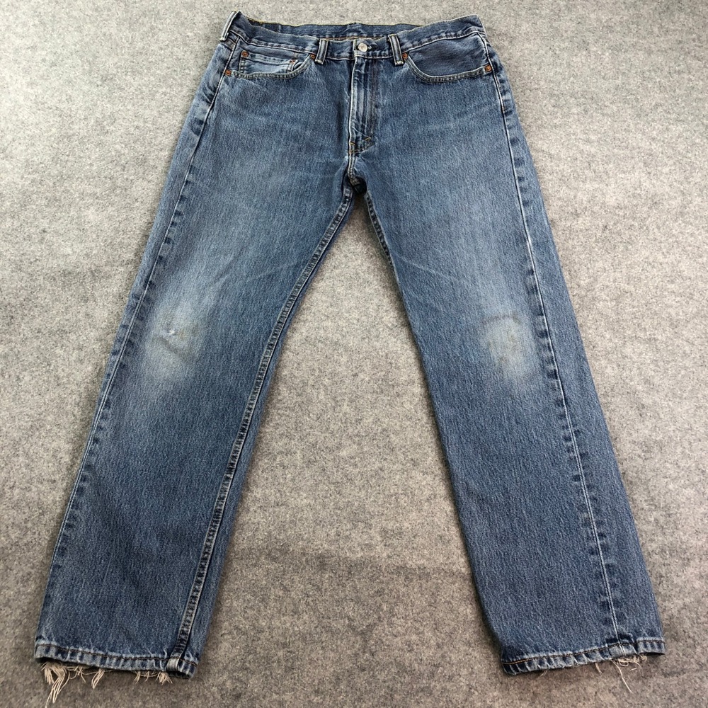 Levis 505 Mens Jeans 36x32 (fits 36x31) Straight Leg Blue Medium Wash Denim